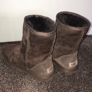 Brown furry short UGGS